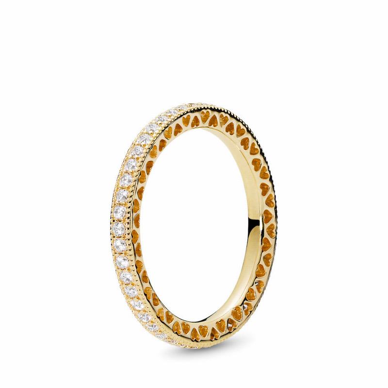 Pandora Australia Shine™ Hearts Stackable Ring - 18ct Gold Plated | NKSIRL758